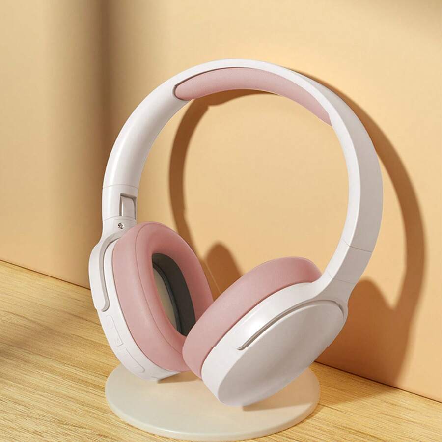 Bluetooth Wireless Headphones, Over-Ear Headphones, Active Noise-Cancelling Color LED Light Comfortable Foldable Headphones, Can Be Connected To A 3.5mm Audio Cable As DJ Monitoring Headphones, Aux Interface, Long Battery Life, High-Fidelity Stereo E-Sports Gaming Headphones, Suitable For/Tablet /PC/ Console/Mobile Phone/Birthday Travel Gift - 粉色 - 查看 1