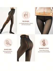 Eine großformatige Damen Winter Strumpfhose, mit Fleecefutter und dickem Grundstoff, weiches und elastisches Hochbund Design, lange Röhrensocken für Herbst und Winter, ein warmes Bein-Accessoire, geeignet für tägliche Ausflüge im Herbst und Winter, für Dates und Fotoshootings um die Beine schlanker erscheinen zu lassen.