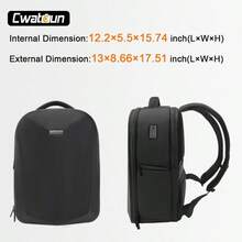 Un puerto para cámara para una bolsa de cámara rígida con doble hombro. Bolsa de cámara profesional y protectora, impermeable y a prueba de golpes, mochila para cámara réflex de objetivo único. Adecuada para portátiles de 15.6 pulgadas