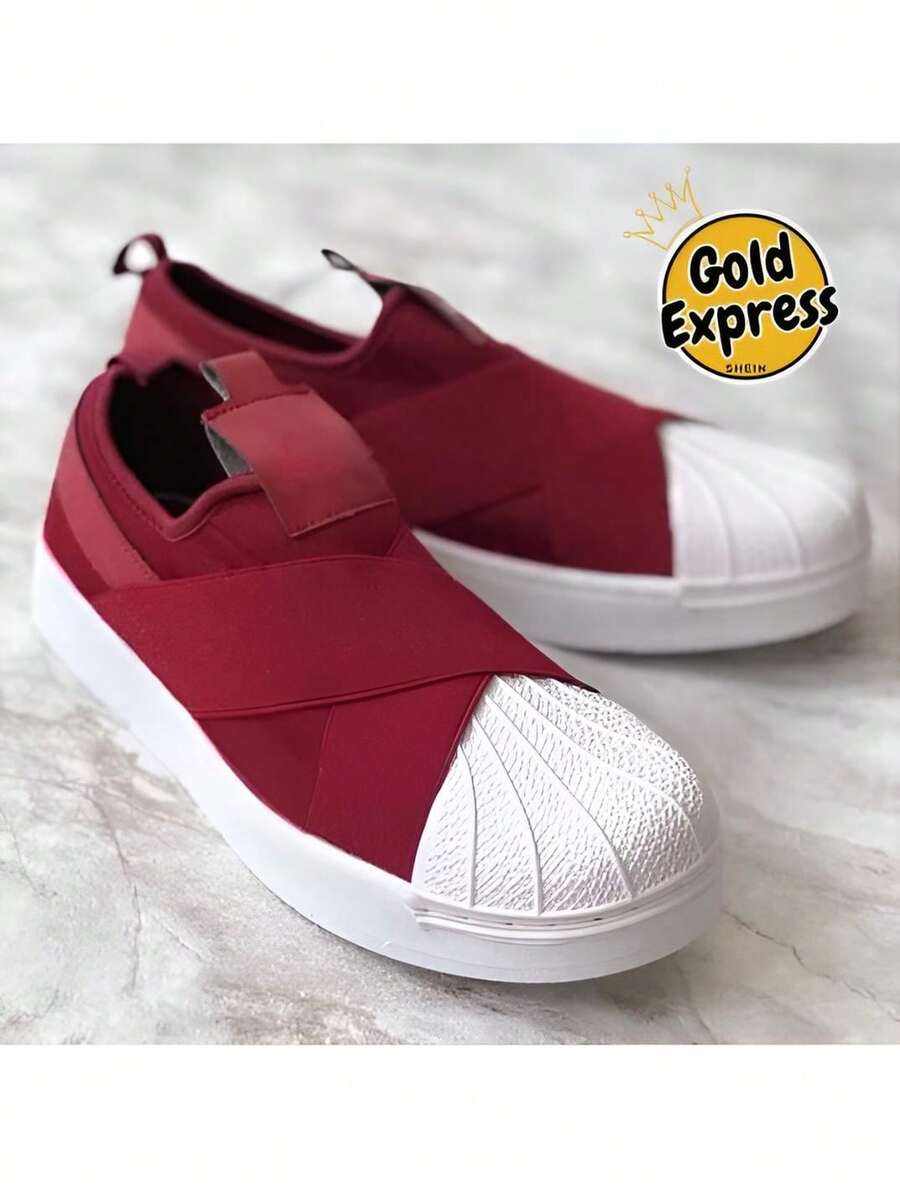 Women's Sports Sneakers Slip On Elastic Casual White Black 34 To 39 Soft And Light Comfortable Express Shipping! - 勃根地 - 查看 1