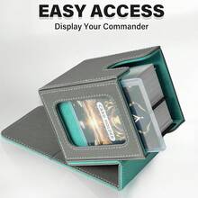 Magnetic Card Deck Box For TCG Storage, Holds 100 Double-Sleeved Cards - Xám và Xanh lam - Xem 8