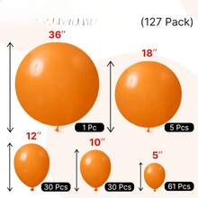 127pcs Balloons,  Balloons Different Sizes Pack Of 36 Inch 18 Inch 12 Inch 10 Inch 5 Inch Balloons For Balloon Garland - Trending, Best Seller, New Arrival, Party Supplies, Elegant Decor, Party Decoration, Wedding & Birthday - 橘色 - 查看 2