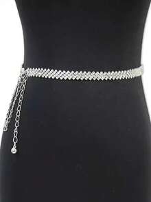 Rhinestone Leaf Shaped Waist Chain, Luxury Bling Bling Rhinestone Decorated Waist Chain, Elegant & Sexy Style, Suitable For Dresses, Skirts, Jeans, Casual Wear, Parties, Weddings, Festivals, A Versatile Accessory Gift For Friends, Family, Girlfriend, Mother, Birthday, Valentine's Day