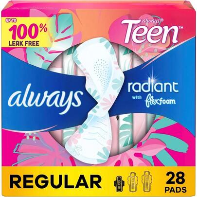 Always Totally Teen Radiant Infinity Pads 28 Count
