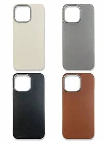4-Pack Luxury Leather Texture Phone Cases, Compatible With IPhone & Galaxy, Black, Grey, Brown, Beige - Multicolor - View 22