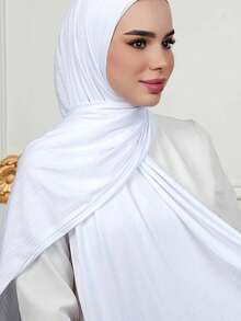 1pc Ready To Wear Instant Jersey Hijab Scarf, Breathable Muslim Headscarf For Women For Dress - Multicolor - View 17