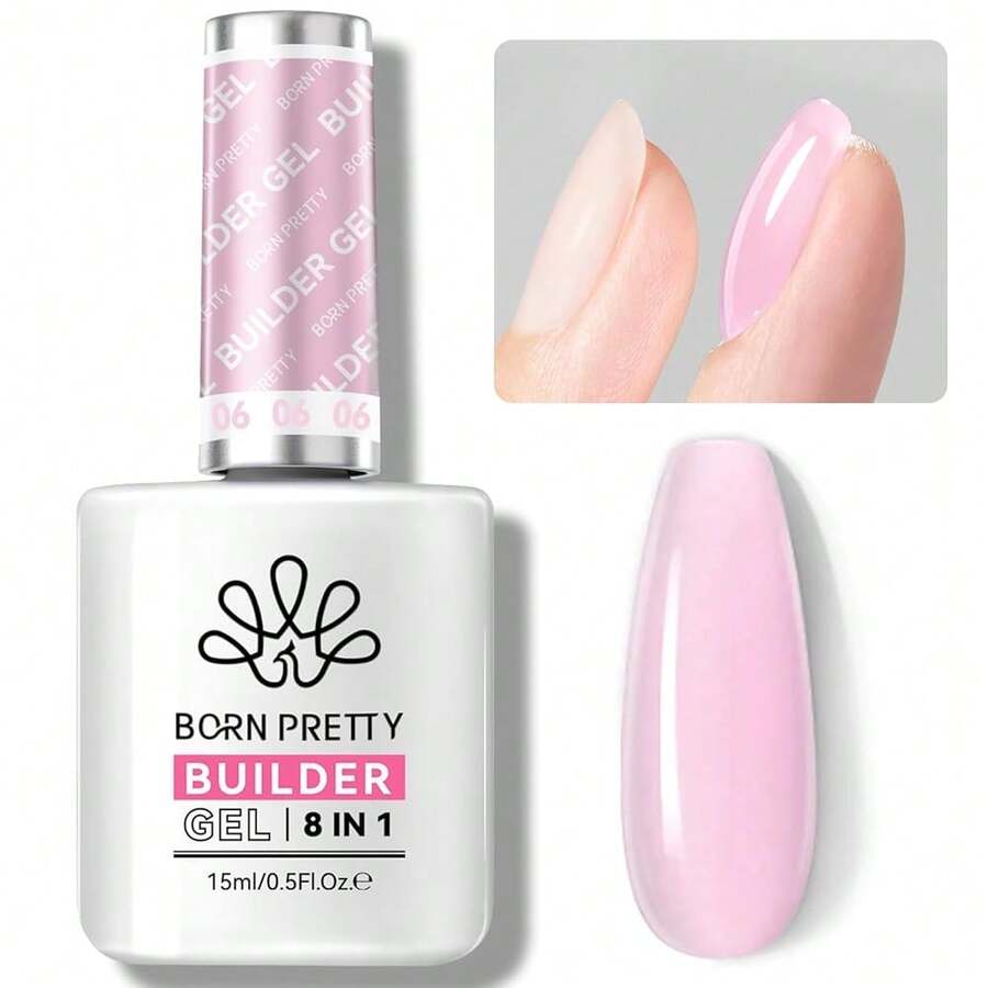 BORN PRETTY Builder Gel For Nails, 8-In-1 Milky Pink Clear Builder Nail Gel For Nail Apex And Gel Extension Strengthener, Nail GLue Gel Hard Gel Base Rhinestone Nail Glue Gel In A Bottle 15ml{"Color_name":"15mlBuilderGel8in1-Sakura"} - 15mlBuilderGel8in1-櫻花 - 查看 1