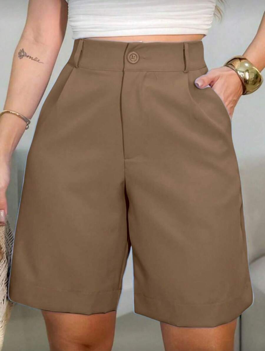 Tailored Bermuda Shorts Without Belt - Gringa Fashion - 可可 - View 1