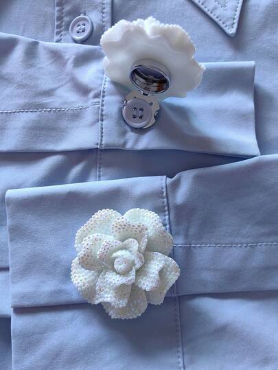 2 Stücke/Set elegante Blumen Knopfabdeckungen, Hemd Knopfabdeckungen zum Aufclipsen, Mode Kristall Manschettenknöpfe Abdeckungen, geeignet für Smoking und Hochzeitskleider Dekoration