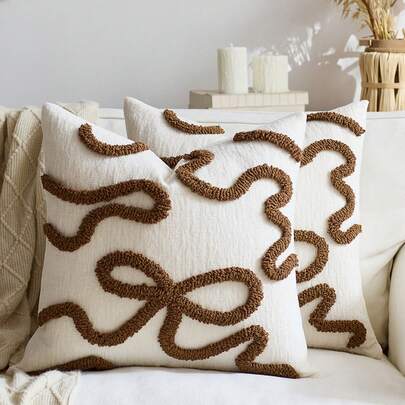 1 件/2 件套半圆形几何图案枕套，帆布圆形天鹅绒刺绣精制方形靠垫套，适用于卧室、客厅、沙发、庭院、花园装饰的日常使用，不含芯 30*50cm 45*45cm