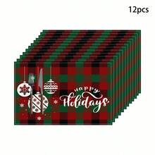 Set de 1/4/6 piese de șervețele imprimate cu tematică de Crăciun, imprimeu modern din fibră de poliester pentru bucătărie/masă, potrivit pentru decorarea de Crăciun în restaurante și bucătării.