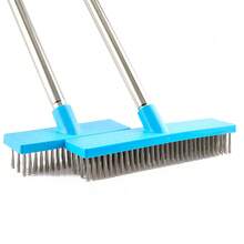 Langstiel-Bodenbürste aus Edelstahl, vielseitig und langanhaltend, ohne Strombedarf, perfekt für gründliche Reinigung von Terrassen, Bädern, Fliesen, Fugen, Küchen, Schwimmbädern, Terrassen und Garagen
