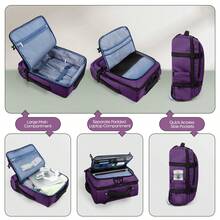 NEW YORK XPRESS 17 Inch Underseat Carry On Luggage Airplane Approved Water-Resistant Small Softside Rolling Suitcase Lightweight Personal Item Travel Duffle Bags - 紫色 - 查看 6