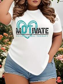 Motivate Occupational Therapy T-Shirt For Women - Inspirational Heart Design, Perfect Gift For OT Professionals And Students, Ideal For Work, Casual Wear, Or Occupational Therapy Awareness Events - trắng - Xem 1