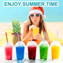 12 Pieces Reusable Plastic Straws, Replacement Glitter Drink Straws For Halloween Party, For 24oz - 40oz Wooden Barrel/Cup Long Straws, With Cleaning Brush Random Colors