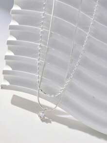 2 Pieces Of Women's Necklaces / Collarbones Chains: Double-Layered Design With Hexagonal Pendants, Stylish, Suitable For Daily Versatile Matching