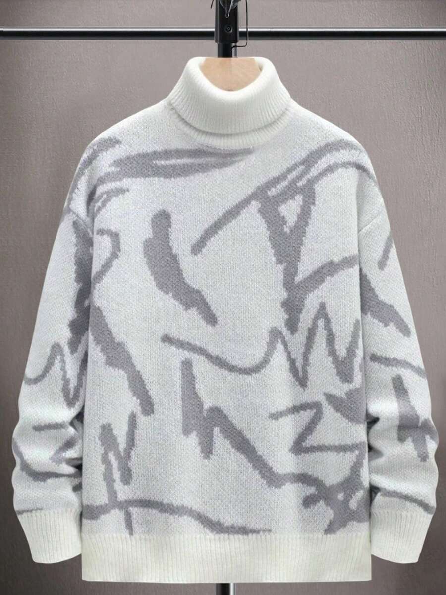 1pc Men's Knitted Sweater, Casual Outdoor Daily Commute Fashion Sports Versatile Street Style Loose Pullover, Autumn/Winter