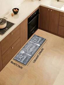 1 pezzo Zerbino serie blu, con lettere inglesi e motivi di utensili da cucina, bordo rettangolare floreale con stile vintage - tappeto per corridoio, semplice e liscio, stile caldo e rustico, tappetino in diatomite spesso circa 3 mm in morbida gomma, adatto per cucina, bagno, ingresso, lavanderia, studio, soggiorno, decorazione per casa e stanza