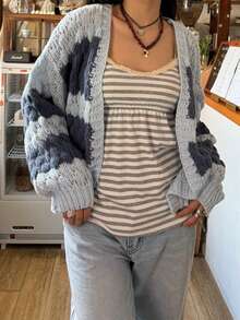 Women Chunky Cardigan Lantern Sleeve Open Front Sweaters Loose Cable Knit Oversized Cardigans Outwear Coats