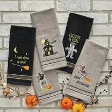 SKL Home - Juego de Toallas de Mano para el Cementerio de Halloween para baño, Cocina, Bar y Regalo, 2 Unidades - Natural - Ver 10