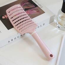 1 Piece Of Colorful Pork Rib Comb, High Top Fluffy Hair Styling Comb, Long Hair Curly Hair Massage Curved Comb, Fluffy Hair Styling Comb - Large Curved Pork Rib Design Suitable For All Hair Types, Scalp Massage And Straight Hair Comb,Hair Brush,Brushes For Hair,Brush - 粉色 - 查看 5