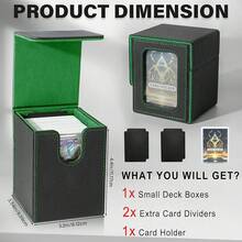 Magnetic Card Deck Box For TCG Storage, Holds 100 Double-Sleeved Cards - Black & Green - View 4