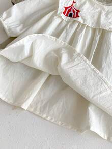 Autumn Baby Girls' Navy Collar Embroidered Long Sleeve Dress - Apricot - View 5