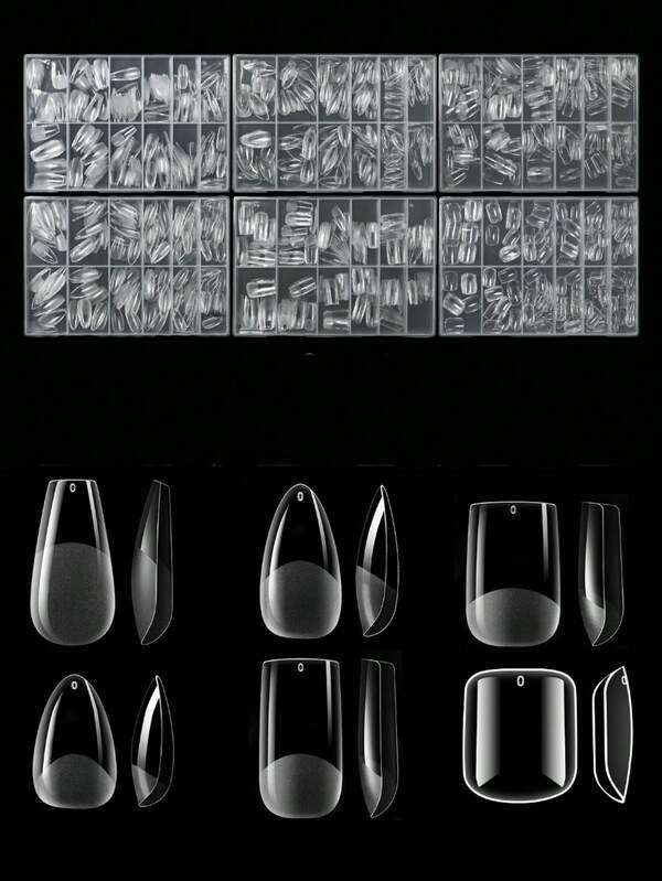 Paznokcie do naklejania w kształcie migdałów, 216 szt. | Bezklejowe sztuczne paznokcie z geometrycznym wzorem | Miękkie, żelowe, półmatowe sztuczne paznokcie dla kobiet | Łatwe zdobienie paznokci w domu