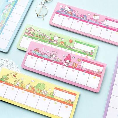 Sanrio 1. Libro / Hombre/Mujer / Sanrio / Versión Coreana / Dibujos Animados / Lindo / Libreta de tiras largas / 50 hojas / Escritorio / Plan semanal / Notas / Mensajes / Papel no adhesivo / Escuela / Familia / Oficina