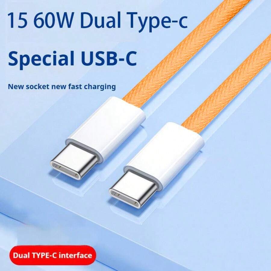 Cable de carga súper rápida tipo C naranja - Núcleo de cobre puro para una conductividad superior. Compatible con iPhone 17/16/15 y compatible con Samsung S25/S24/S23/S22. Ideal para el hogar, la oficina y los viajes