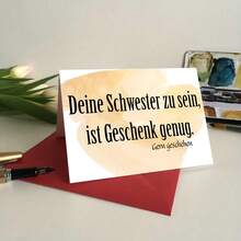 Funny Birthday Greeting Card: Gift Card For Siblings - Sister, Brother - 'Being Your Sister Is Gift Enough'- Personalized, Cartoon Design, Paper Material, Fantasy Theme, Suitable For Birthday Occasions/ Teacher Appreciation Card - Perfect End-Of-Year Greeting To Thank Teachers, Classroom Holiday Gift From Students