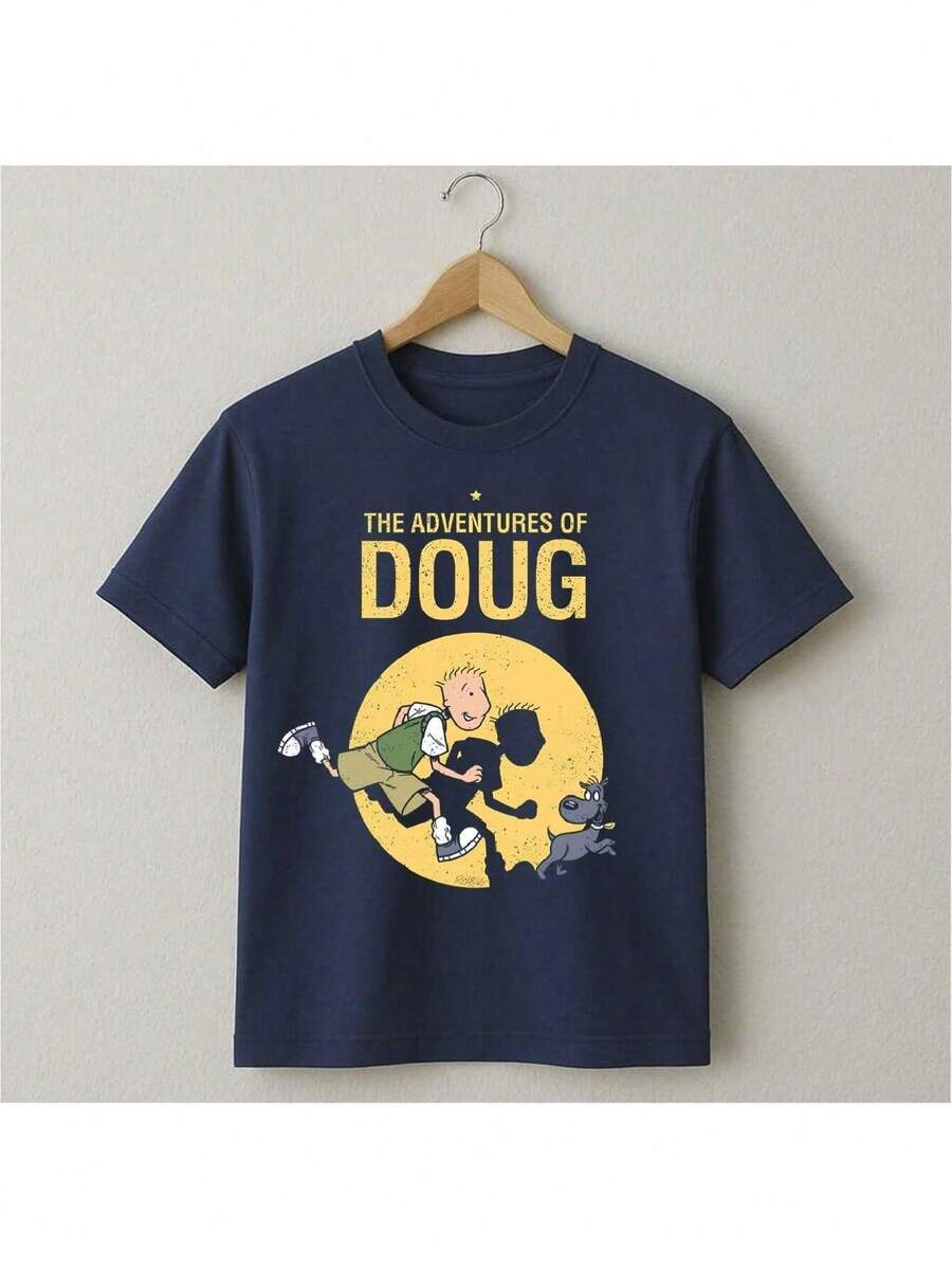 T-Shirt The Adventures Of Doug Classic Drawing Series Movie Blouse Shirt Unisex 100% Cotton New Release Shipping Various Colors!! PLUS SIZE - Màu xanh hải quân - Xem 1