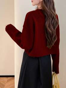 Alicedudu 女式简约时尚圆领毛衣，秋冬