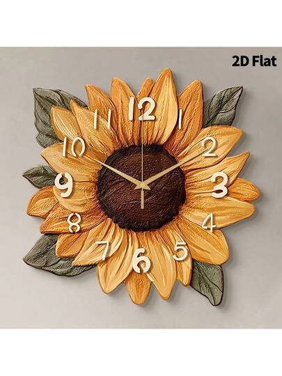 2D Flat Piece Creative Sunflower Home ation Wand Clock, Ultra Quiet Quartz Movement, No Ticking Sound, ative Painting Living Room, Bedroom Office, Stylish Klok Watch, Unique Personalized, Clear Reading Time, view 11