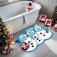 سجادة حمام ديكور رجل الثلج عيد الميلاد، سجادة منطقة، حصيرة الباب - أزرق ريفي، مانع الانزلاق للمنزل والحمام، ديكور منزلي داخلي لعيد الميلاد، هدايا عيد الميلاد، ديكورات منزلية لعيد الميلاد، سجادة مانعة للانزلاق للباب، سجادة حمام مانعة للانزلاق - قابلة للغسل في الغسالة، حصيرة باب من الصوف الاصطناعي عالي الكثافة، مثالية لديكور الحمام أو غرفة النوم، ديكور وإكسسوارات حمام عيد الميلاد، مناسبة لديكور مدخل المنزل مطبخ السجاد