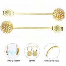 2pcs Magnetic Curtain Ties, Curtain Clips With Elastic Metal Ropes, Easy To Install, Home Decoration Accessories, Used For Fixing Curtain Racks In Home Offices And Outdoor Decoration - 2pcs - View 4