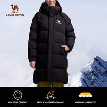 CAMEL CROWN Outdoor 3-In-1 Down Jacket, Men's Mid-Length Windproof Snowproof Oilproof Parka, Winter New Arrival - Polar Night Black - View 9