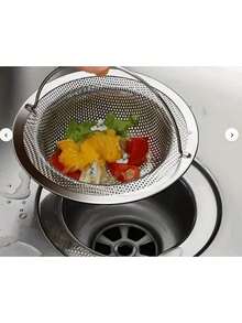 1pc Lightweight Kitchen & Bathroom Sink Drain Filter, For Vegetables & Debris, Hair Catcher For Bathroom Drain, Rust-Resistant, Easy To Clean, Durable, With Small Handle For Easy Removal And Cleaning To Keep Sink Fresh And Clean