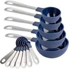 COOK WITH COLOR Measuring Cups Set And Measuring Spoon Set, Stainless Steel Handles, Nesting Kitchen Measuring Set, Liquid Measuring Cup Set, 12 PC Stainless Steel, Mint - Navy - View 3