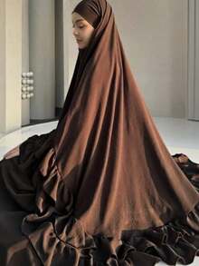 1 pieza Pañuelo de cabeza elegante con pliegues, adecuado para el uso diario y la oración de las mujeres (pañuelo de cabeza), abaya