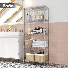 Estante de Almacenamiento de Metal de 5 Niveles(55x30x150CM), Estante Organizador Resistente, Rack Organizador Ajustable, Anaquel, 4 S-Ganchos, 5 Tablero de PP, Cocina, Oficina, Despensa, Microondas - pago - Ver 10