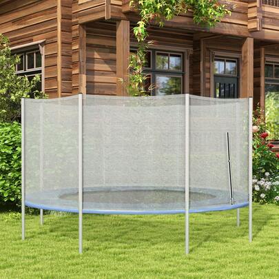 SOOZIER 14FT Trampoline Net Enclosure Trampolining Bounce Safety Accessories W/ 8 Poles Net Enclosure Only, Grey