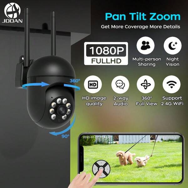 Cámara de inalámbrica, HD 1080P para interiores con visión nocturna, audio bidireccional, detección de movimiento, almacenamiento en la nube/tarjeta SD, material ABS, perfecta para la monitorización de la del hogar