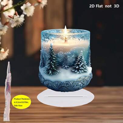 1pc Classic Acrylic Christmas Candle Decor - Ideal For Bedroom, Living Room, Cafe Perfect Holiday Gift For Family And Friends