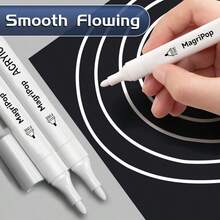 Permanent White Paint Pen Acrylic Marker, Professional Art Supplies For Black Paper, Highlight, Fabric, Tire, Metal, Wood, Canvas, Glass, Plastic, Stone, Ceramic, Metallic, Drawing, Painting For Adults, Artists, Students And Beginners(3/5pcs) - White - View 7