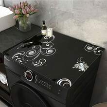 1pc Silver Flower Pattern Washing Machine Dryer Top Cover Pad, Made Of Diatomite Material, Washing Machine Dust Cover Mat, Kitchen Supplies, Anti-Slip, Suitable For Laundry Room, Bathroom, Home Decor, Room Decoration