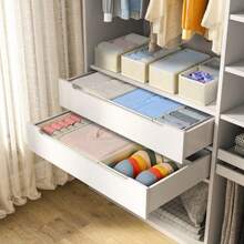 12pcs Non-Woven Clothing Drawer Organizer Set, Foldable Fabric Storage Bins With Zipper, Beige, For Socks, Bras, Towels, Ties - Hand Washable - Beige - View 6