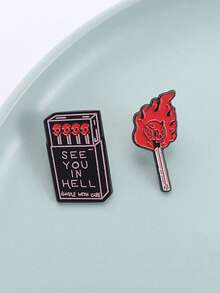 QIHOO Burning Match Stick Death Eater Wand Skull Flame Fire Artwork Enamel Pin Brooch Badge Clothing Backpack Jewelry Accessories