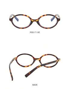 1副女士椭圆形小框个性化街头风凹面透明眼镜，透明眼镜配件，眼镜配件，女士款 - 豹紋 - 查看 4