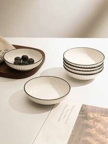 1 Piece Korean Style Ceramic Ins Small Round Bowl Plates Set, Mini Yogurt Oatmeal Bowl, Simple And Stylish Dessert/Uit Salad/Rice/Noodle Bowl, Suitable For Restaurants,Kitchen Accessories, Used To Hold Various Party, Gathering, Snack Shop, Food, Home Decoration